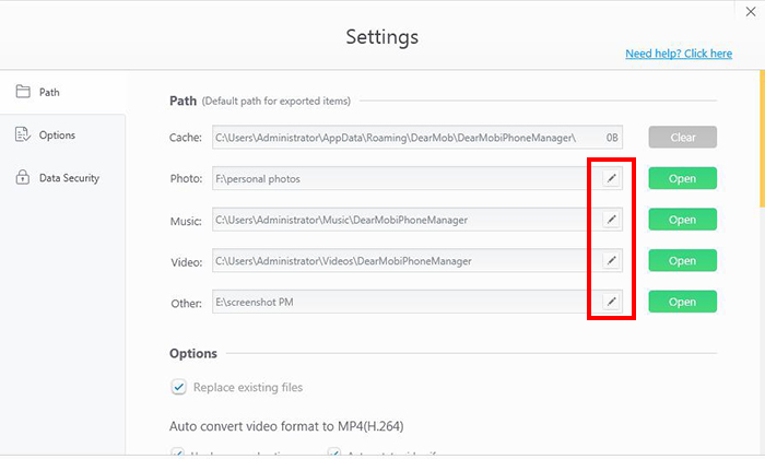 Change iPhone Backup Location for each file type