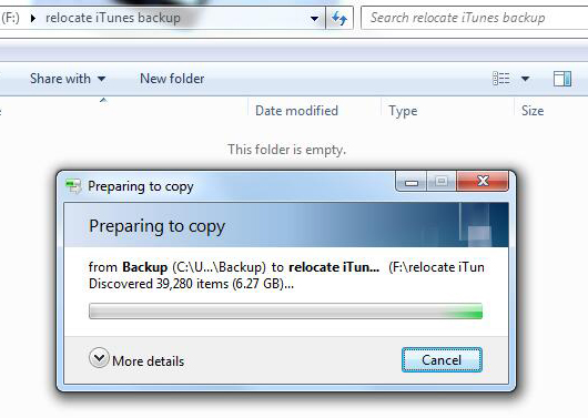 relocate iTunes backup location