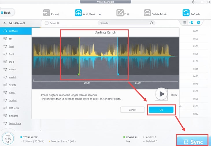 Trim ringtone for iPhone