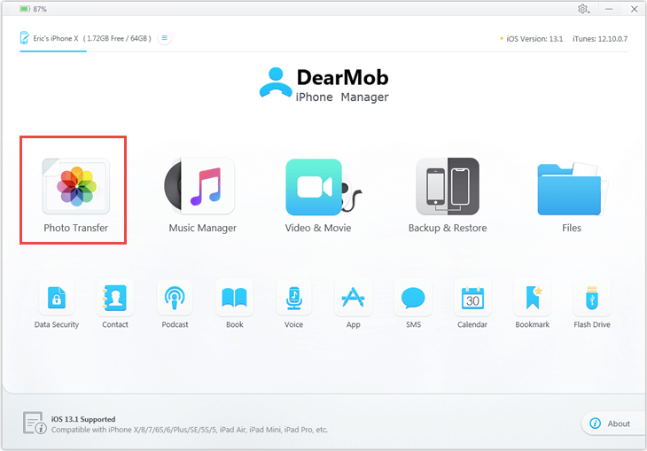 Photo Transfer Tool-DearMob iPhone Manager