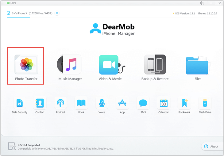 DearMob iPhone Manager Photo Transfer