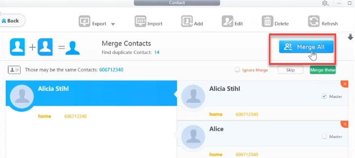 merge contacts