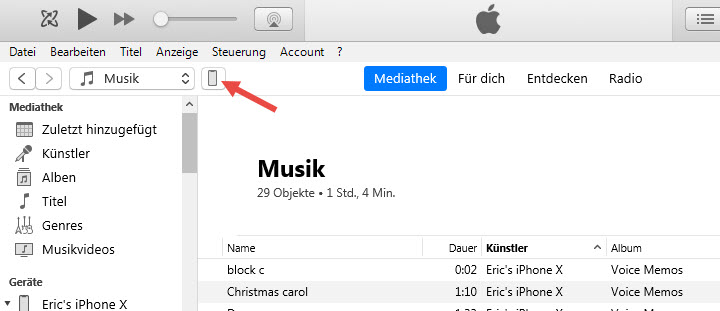 Device management in iTunes
