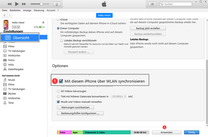 Enable Wi-Fi Syncing