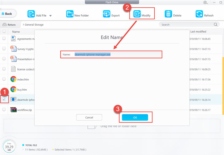Modify Edit File Name - Flash Drive - DearMob