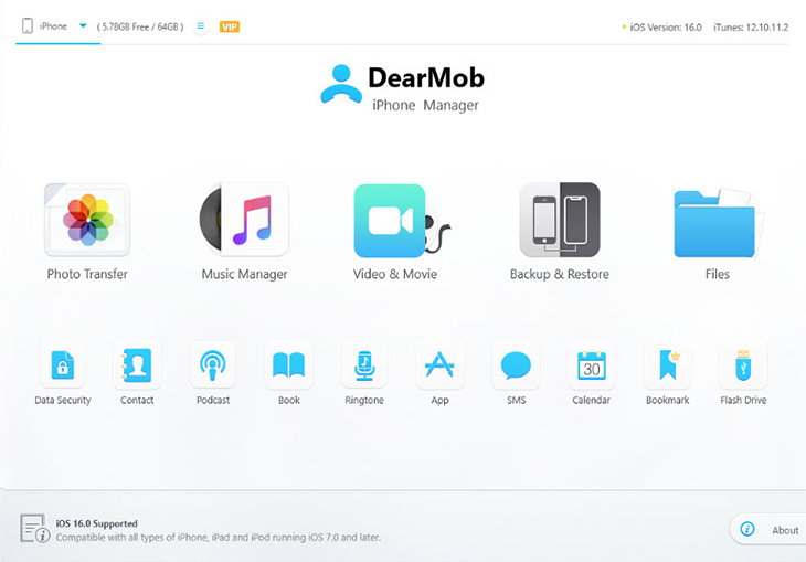 Open DearMob Backup Module on Mac