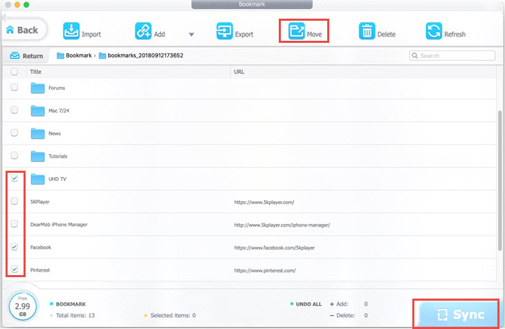 move iPhone bookmarks on Mac