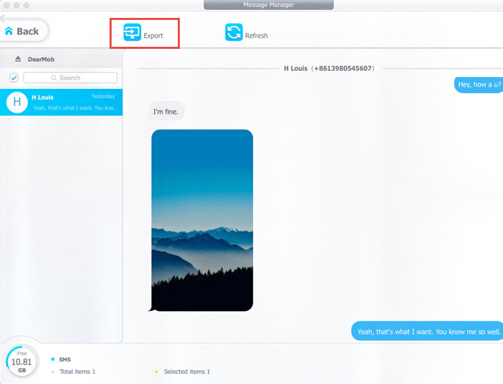 export sms to mac
