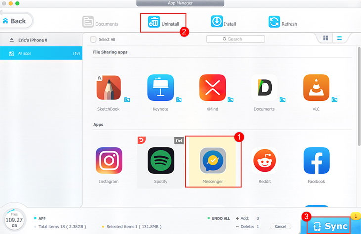delete ios app on Mac