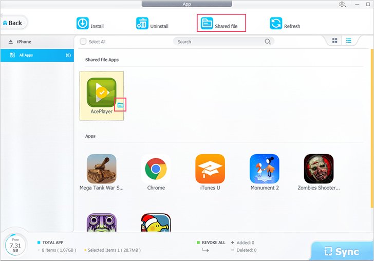 Manage content in File sharing apps