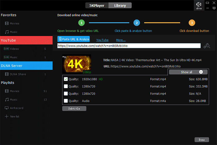 5KPlayer Choose Video Resolution