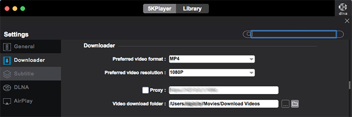 5KPlayer Downloader Settings