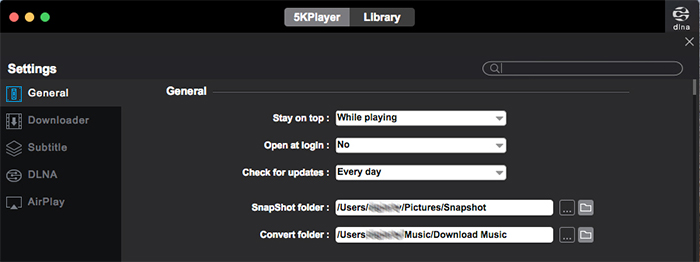 5KPlayer General Settings