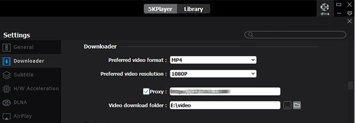 5KPlayer Downloader Settings