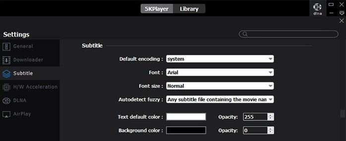 5KPlayer Subtitle Settings