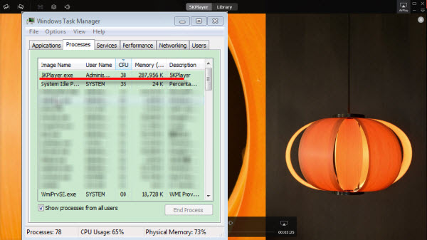 5KPlayer vs. VLC Media Player CPU Consumption