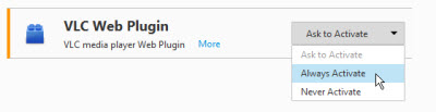 Activate VLC Web Plugin 