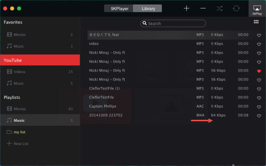 Select and Play the M4A Music/ M4A Audio