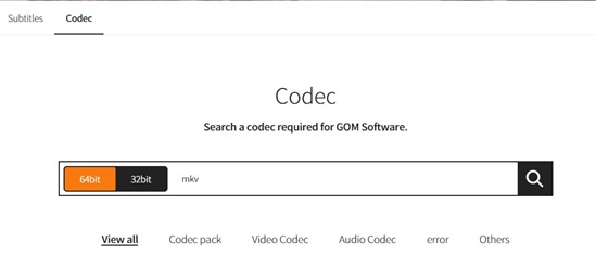 GOM Player Codec Finder