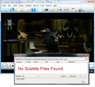 SMPlayer Windows 10 subtitle can't find