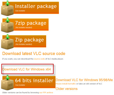 VLC 64 Bit on videolan.org