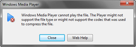 Windows Media Player cannot play the file