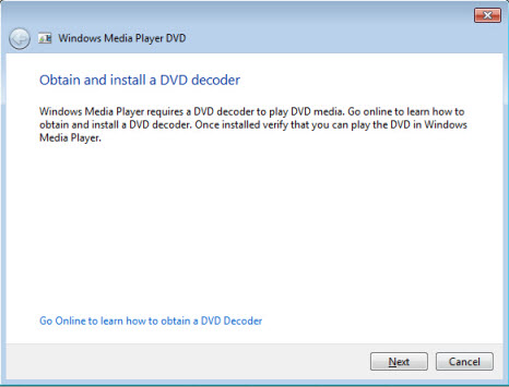 Windows Media Player DVD not Working