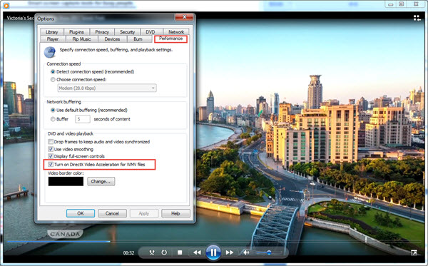 Windows Media Player Hardware Acceleration