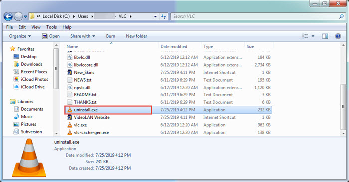 Uninstall VLC Media Player on Windows