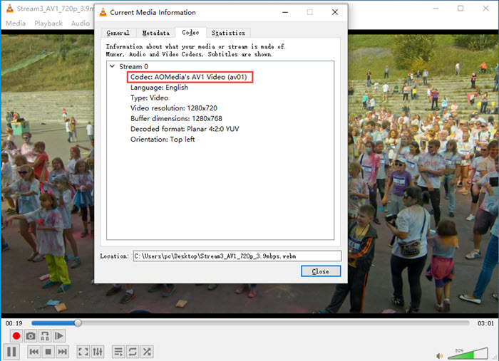 VLC Plays AV1 Video