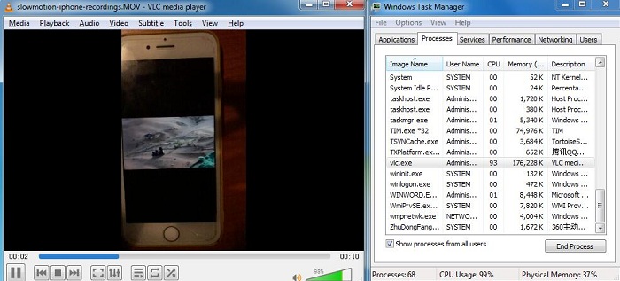 VLC Slowmotion Video Playback Test