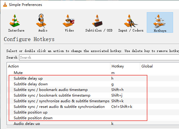 VLC Subtitle Hotkeys