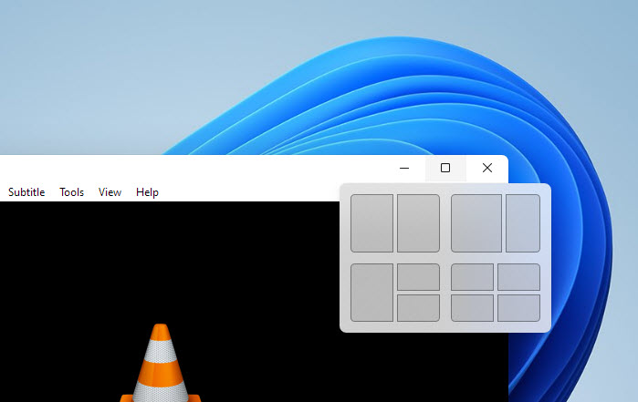 VLC Windows 11 Snap Layouts