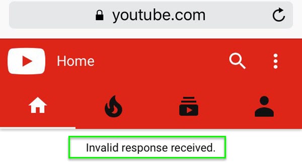 YouTube Blank Screen