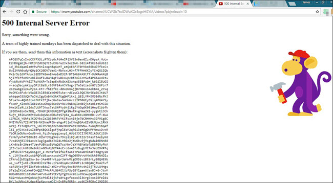 YouTube Error 500